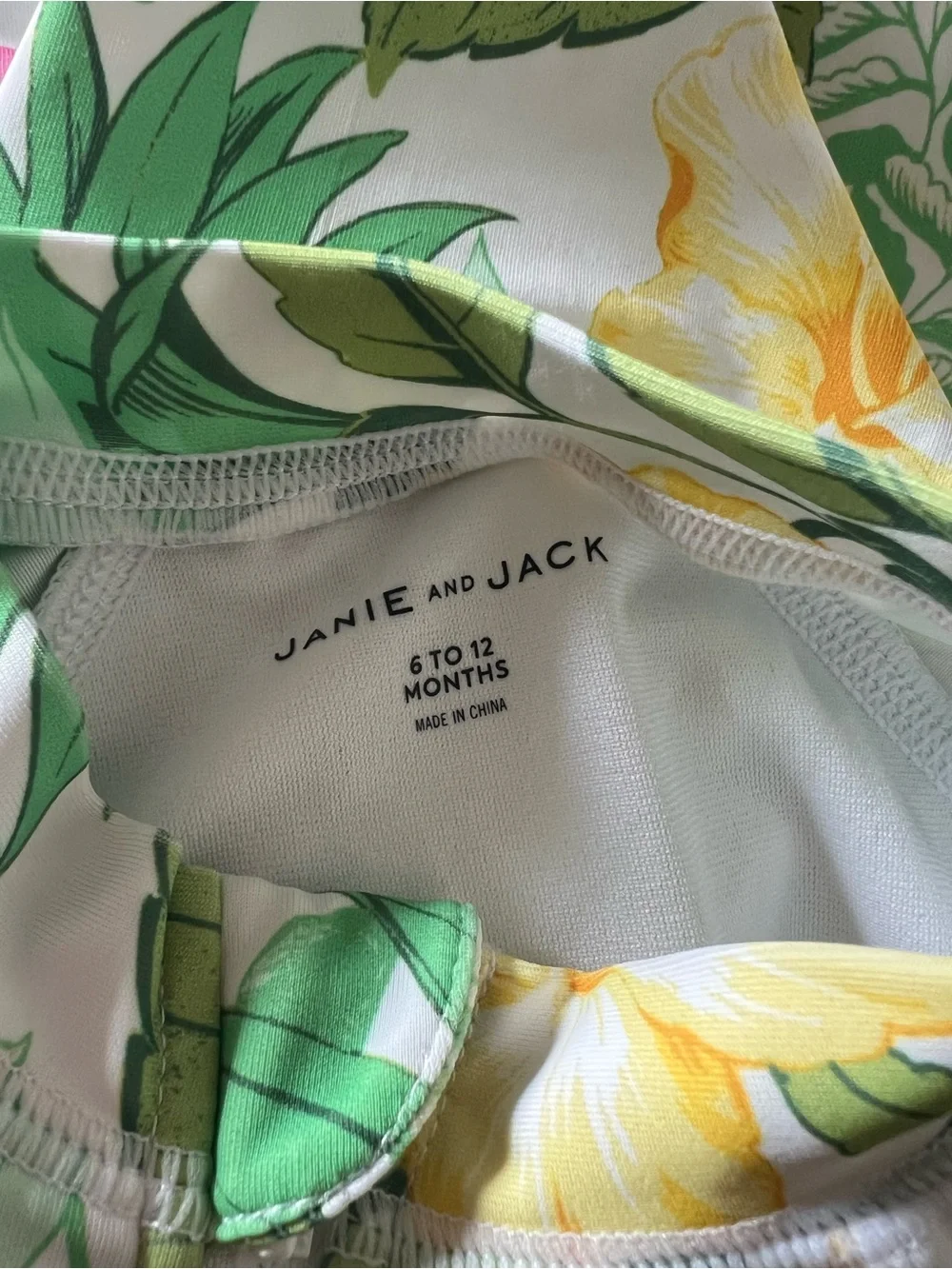 Janie and Jack Baby 6-12M Tropical Floral One Piece Rash Guard Swimsuit